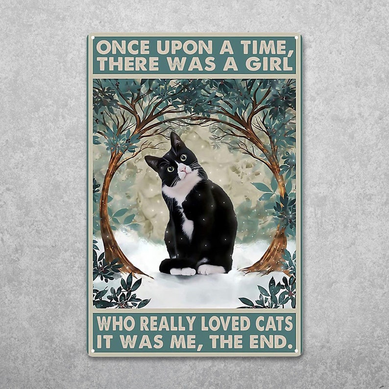Cat Lover's Custom Vintage Tin Sign | Funny Black Cat Wall Art - Personalize Wall Art