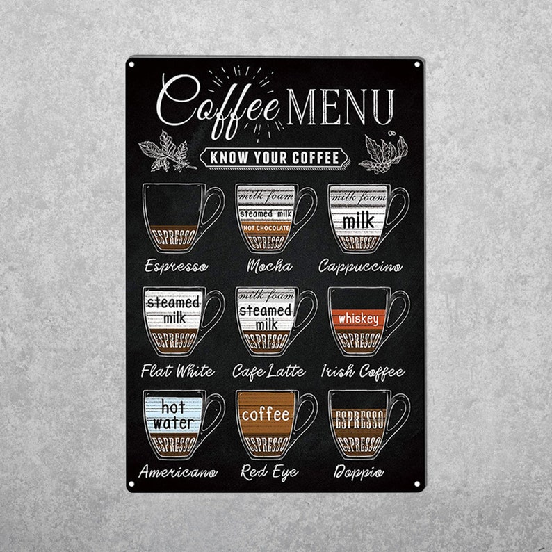 Wake Up Your Walls: Vintage Coffee Menu Vintage Tin Sign - Personalize Wall Art