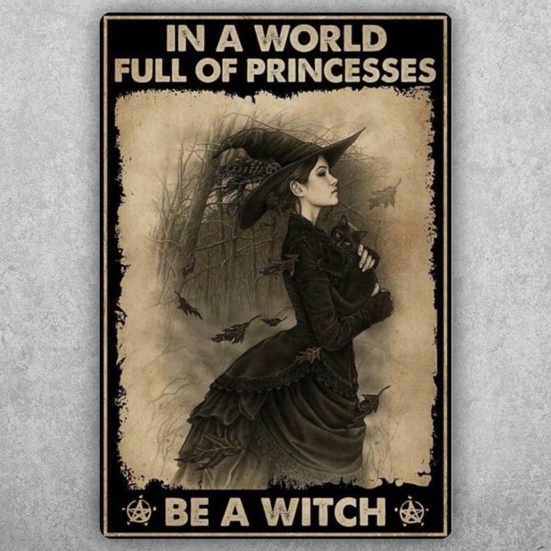 Rebel's Retreat: "Be A Witch" Metal Retro Tin Wall Art - Personalize Wall Art