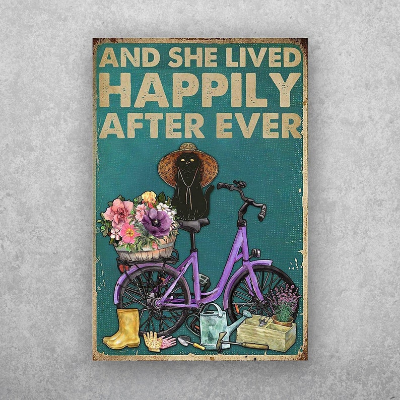 Purr-fect Ending Metal Art: Happily Ever After Vintage Tin Sign - Personalize Wall Art