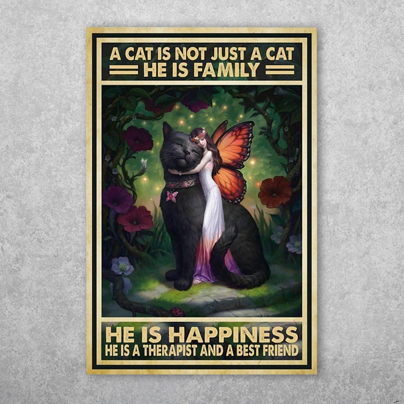 A Cat is Family: Heartwarming Vintage Tin Sign Wall Decor - Personalize Wall Art