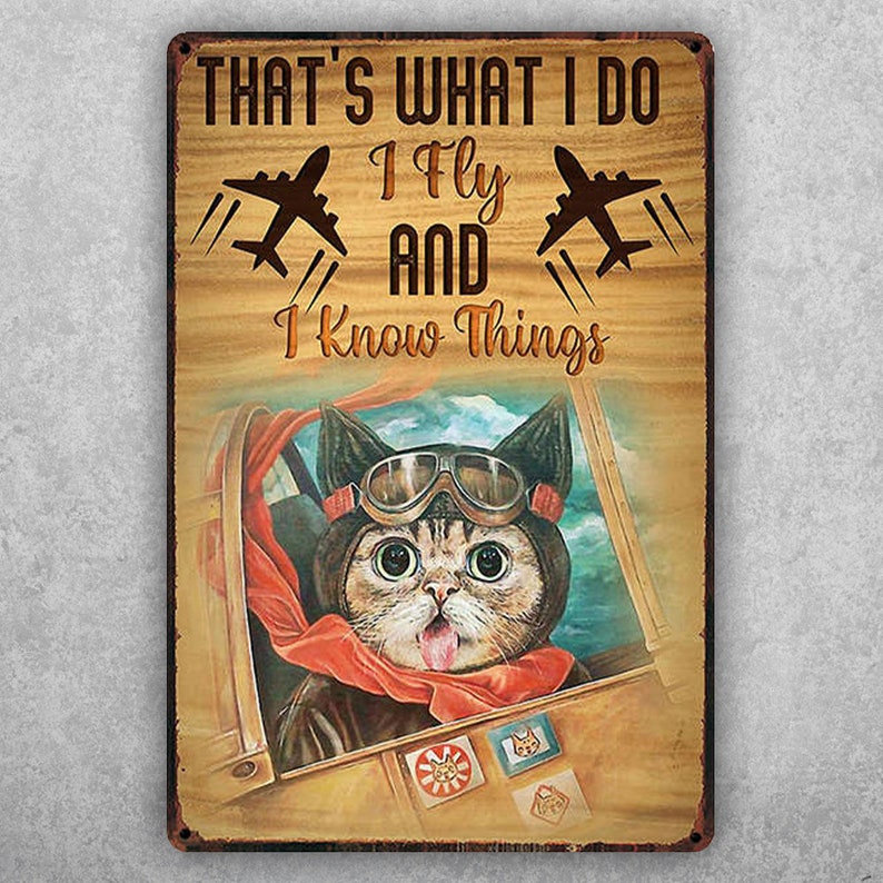 Your Quirky Cat's Rules: "I Know Things" Vintage Tin Sign - Personalize Wall Art