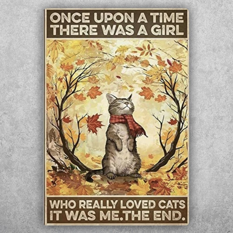 Charming Cat Lover's "Once Upon A Time" Vintage Tin Sign - Personalize Wall Art