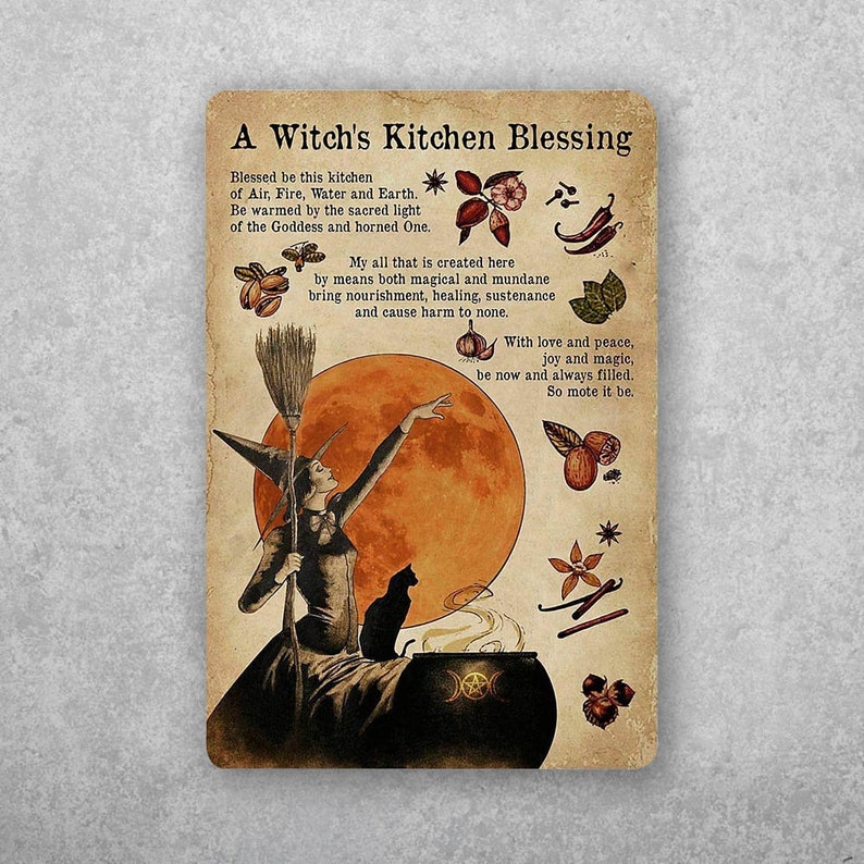 Witch's Brew Delight: Vintage Tin Sign for Your Kitchen Magic - Personalize Wall Art
