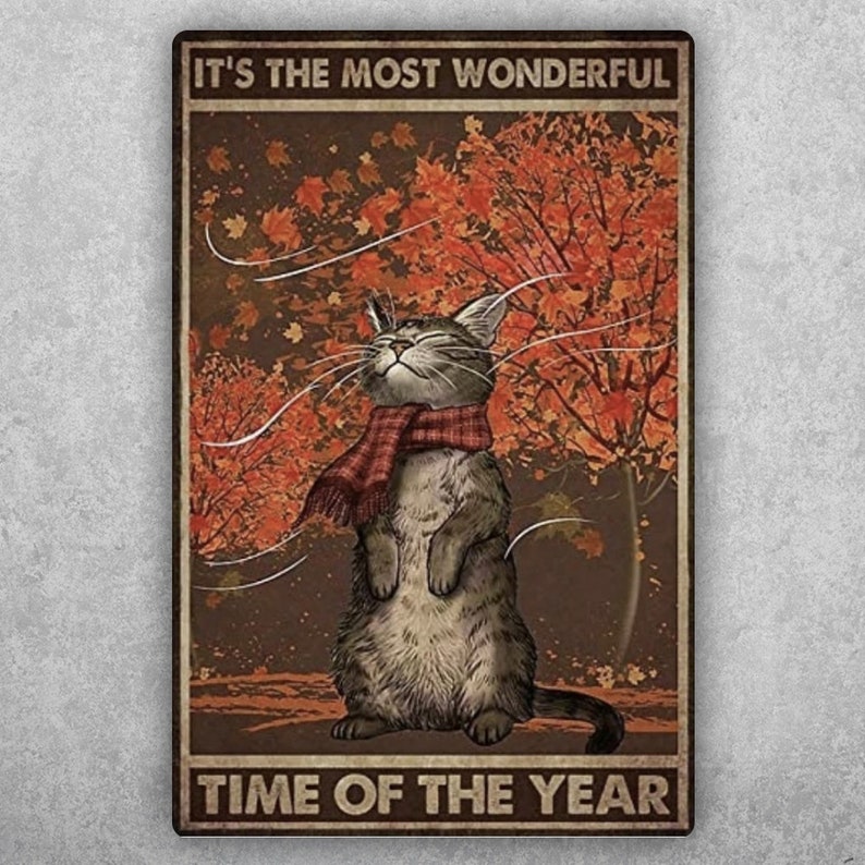 Your Autumn Bar Den Needs This! Funny Cat Vintage Tin Sign - Personalize Wall Art