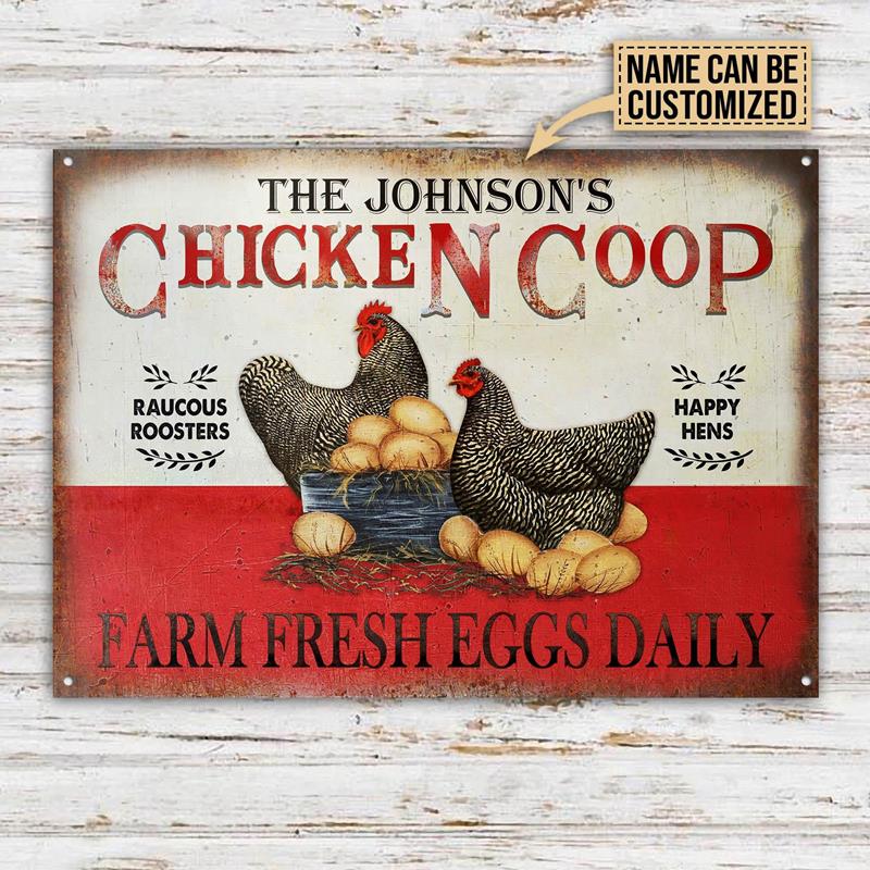 Fresh Eggs Daily: Custom Black Plymouth Rock Vintage Tin Sign