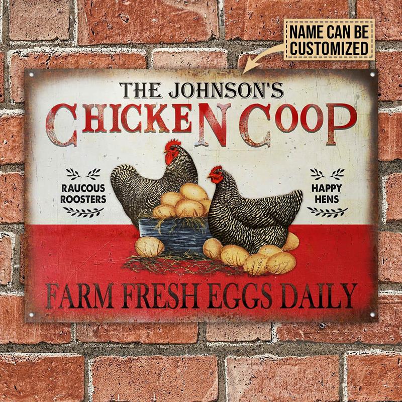 Fresh Eggs Daily: Custom Black Plymouth Rock Vintage Tin Sign