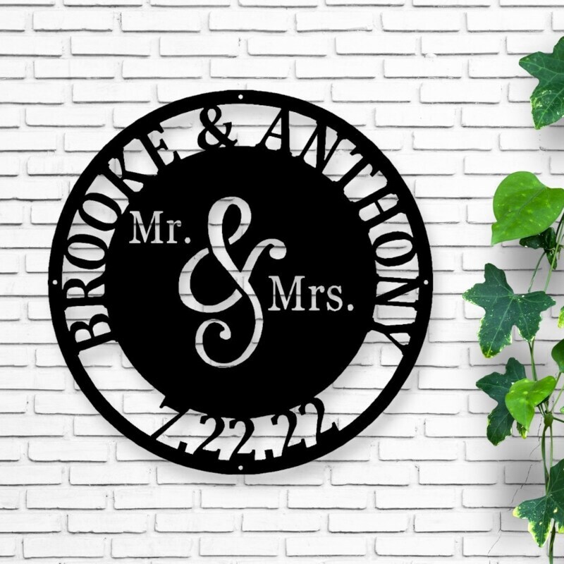 Celebrate Love - Custom Date Metal Sign for Mr. & Mrs. Couple - Personalize Wall Art