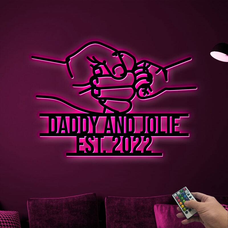 Custom Fist Bump Metal Sign with LED - Dad's Heartfelt Father's Day Gift