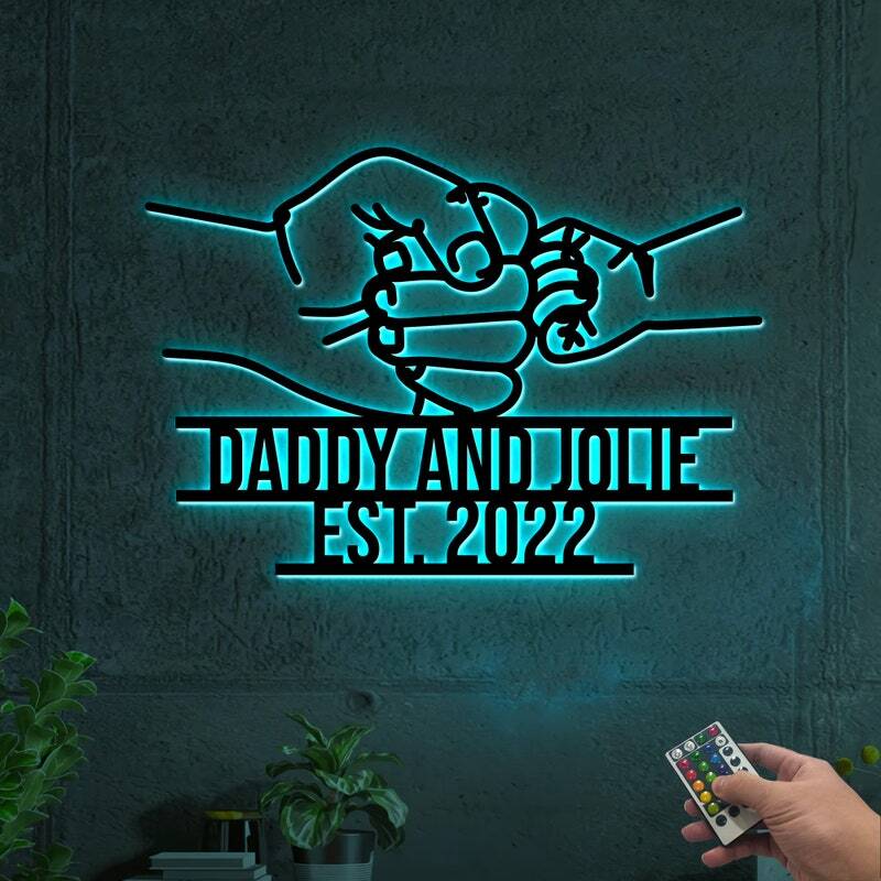 Custom Fist Bump Metal Sign with LED - Dad's Heartfelt Father's Day Gift