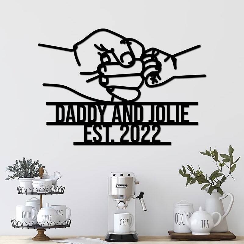 Custom Fist Bump Metal Sign with LED - Dad's Heartfelt Father's Day Gift