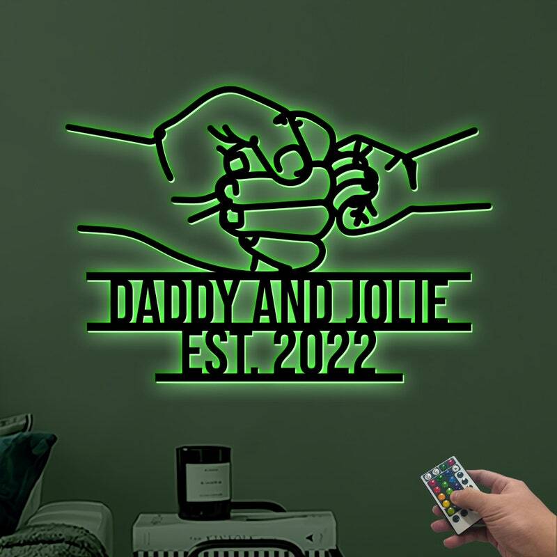Custom Fist Bump Metal Sign with LED - Dad's Heartfelt Father's Day Gift