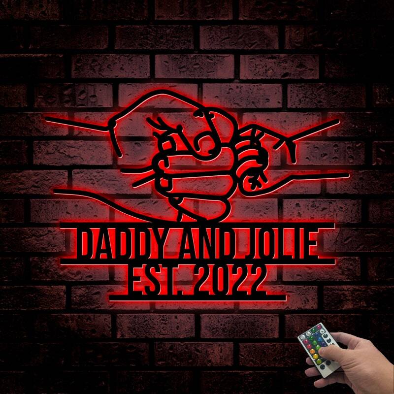Custom Fist Bump Metal Sign with LED - Dad's Heartfelt Father's Day Gift
