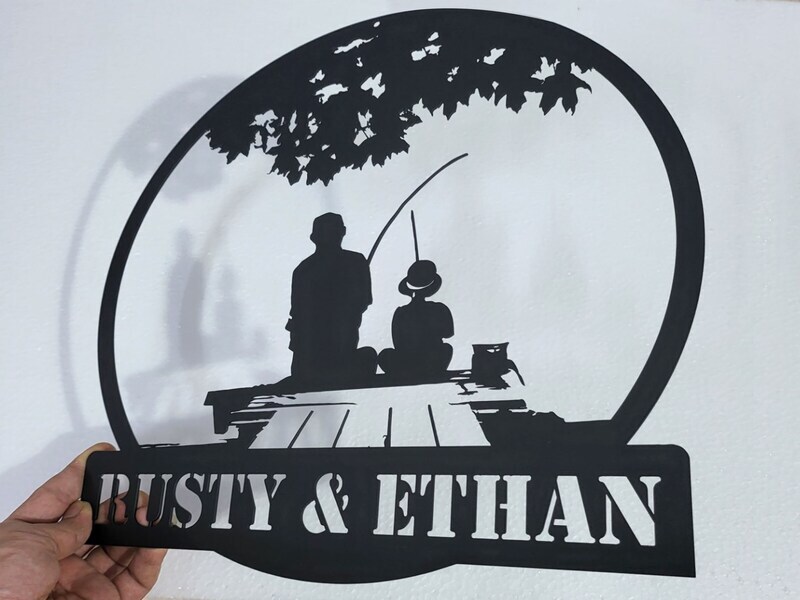 Forever Fishing Adventures - Custom Father-Son Bass Metal Sign