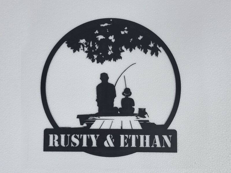 Forever Fishing Adventures - Custom Father-Son Bass Metal Sign