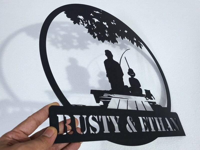Forever Fishing Adventures - Custom Father-Son Bass Metal Sign