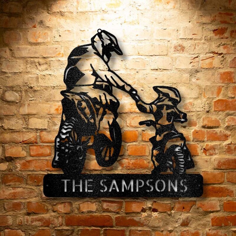 Cherish the Ride - Personalized Motocross Metal Sign for Dad and Son