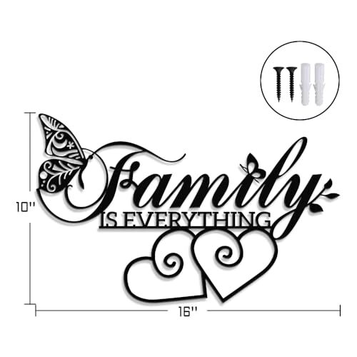 Cherish Family Forever - Heartfelt Black Metal Sign Decor
