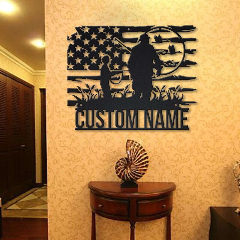 Custom Dad & Son Hunting Adventure Metal Sign Gift