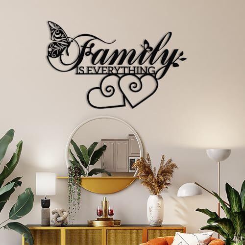 Cherish Family Forever - Heartfelt Black Metal Sign Decor