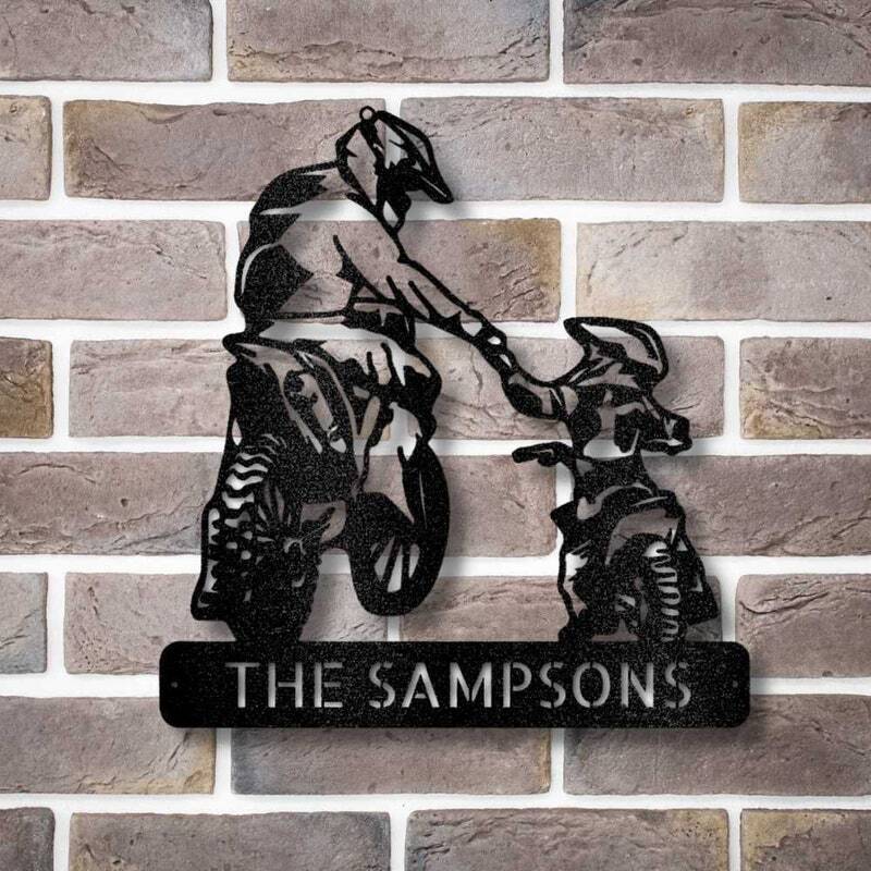 Cherish the Ride - Personalized Motocross Metal Sign for Dad and Son