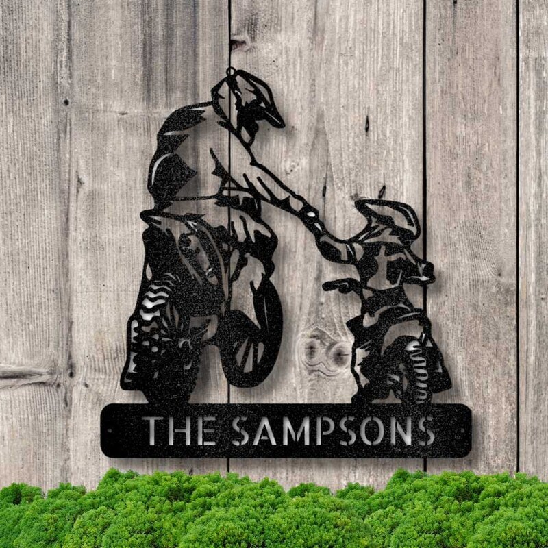 Cherish the Ride - Personalized Motocross Metal Sign for Dad and Son