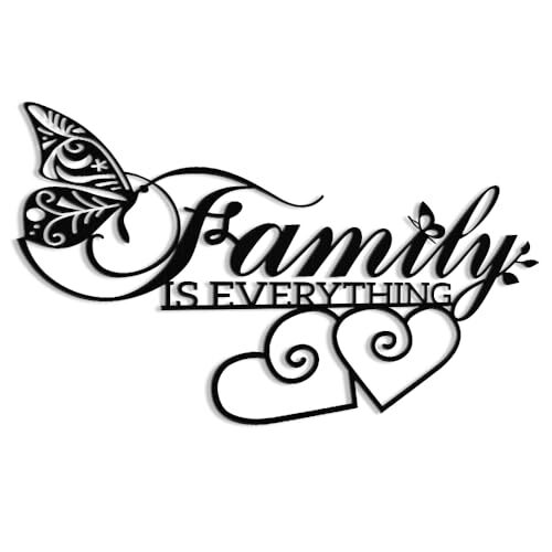 Cherish Family Forever - Heartfelt Black Metal Sign Decor