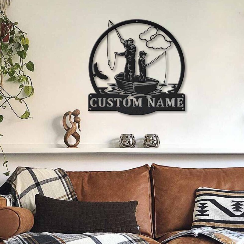 Cherish The Bond - Personalized Father Son Fishing Metal Sign