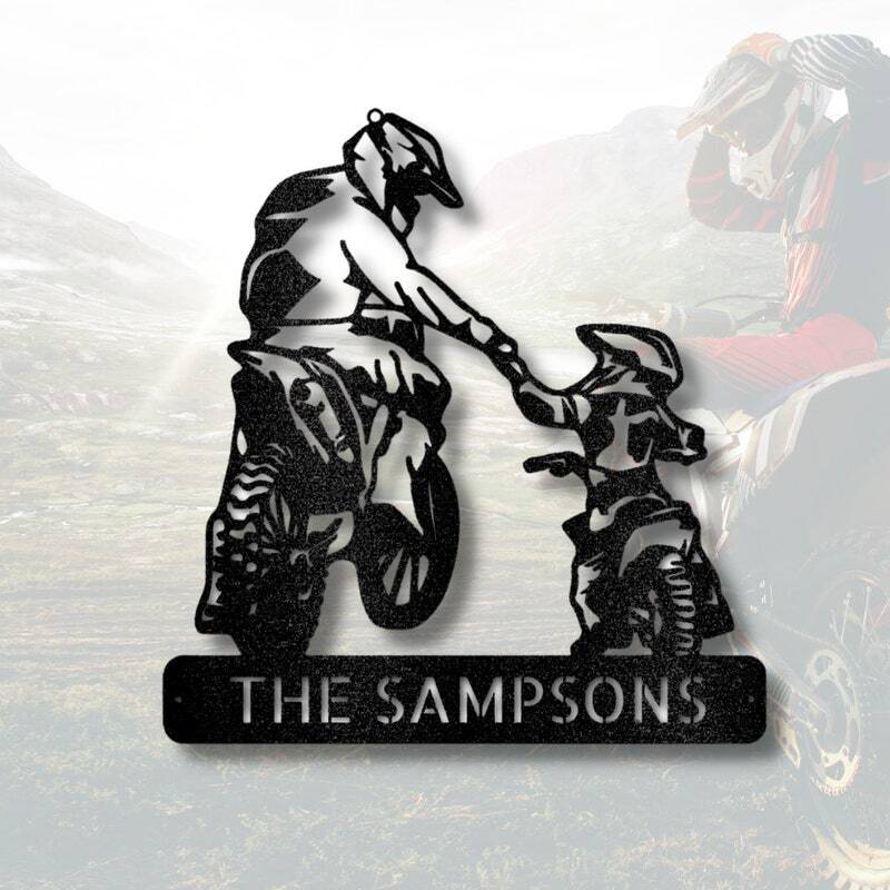 Cherish the Ride - Personalized Motocross Metal Sign for Dad and Son - Personalize Wall Art