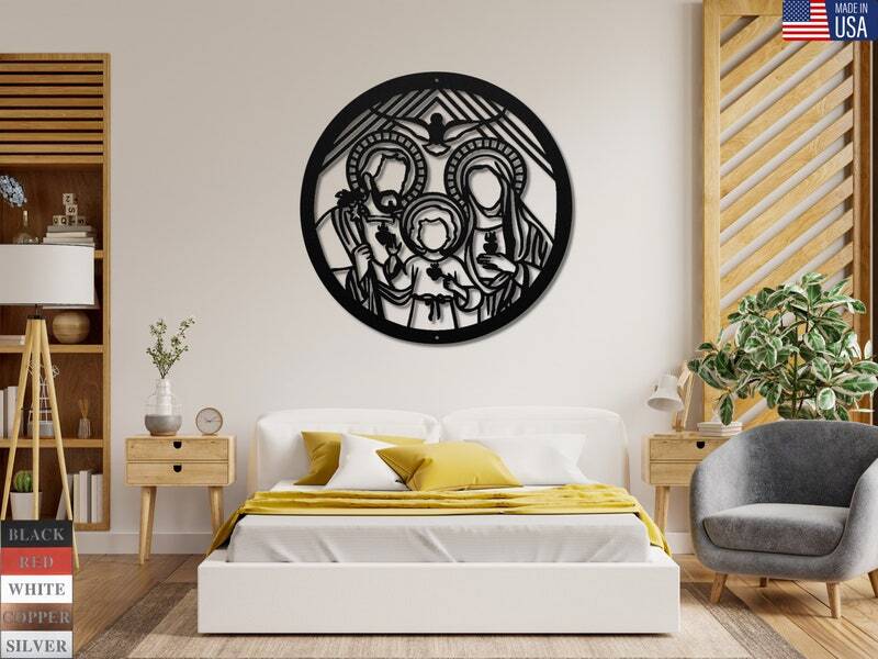 Holy Family Blessing Metal Sign with Sacred Hearts