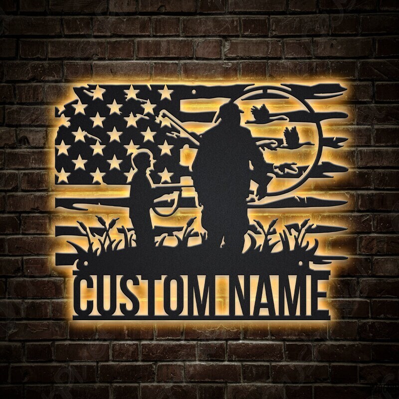 Custom Dad & Son Hunting Adventure Metal Sign Gift