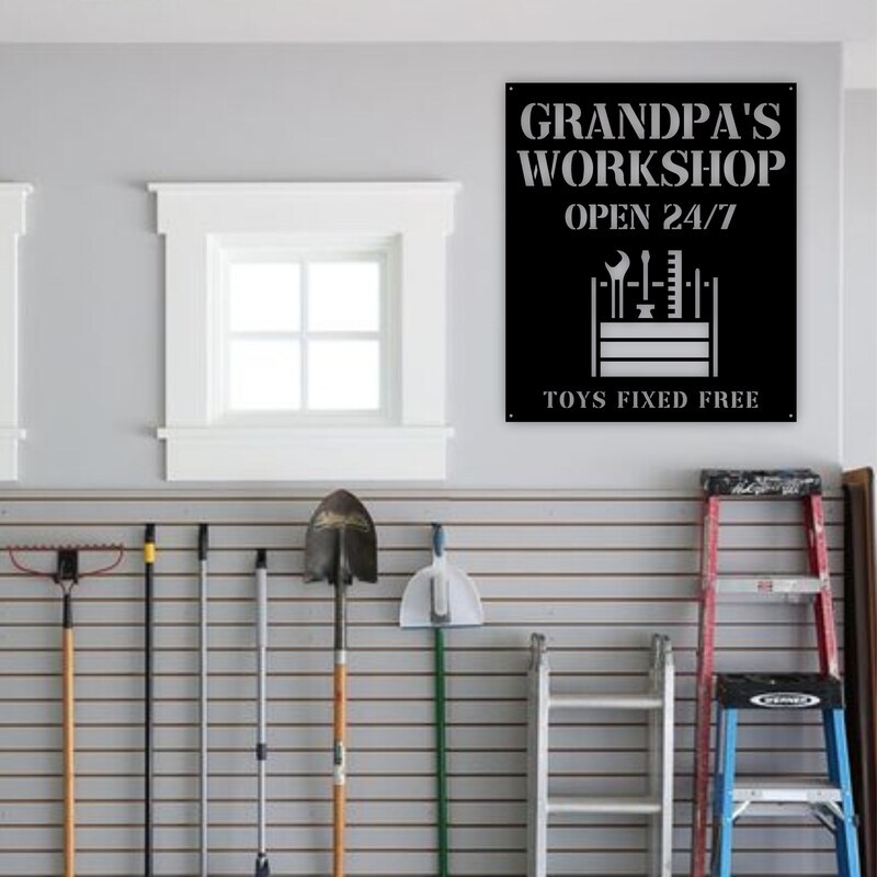 Grandpa's Personalized Workshop Metal Sign for Garage Decor