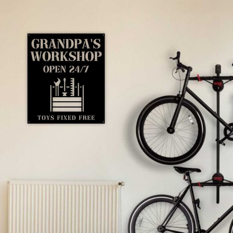 Grandpa's Personalized Workshop Metal Sign for Garage Decor
