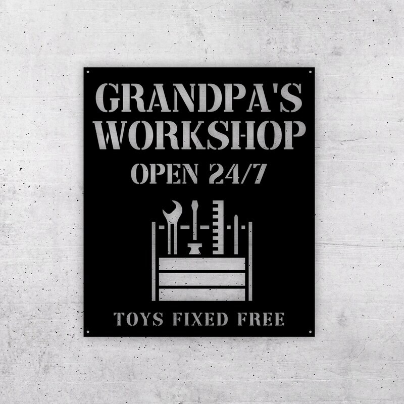Grandpa's Personalized Workshop Metal Sign for Garage Decor - Personalize Wall Art