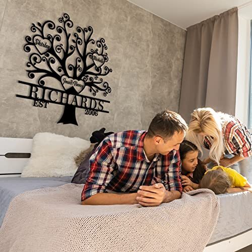 Custom Family Tree Metal Sign - Kids' Names Wall Art Gift for Mom