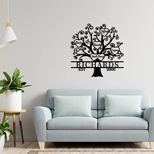 Custom Family Tree Metal Sign - Kids' Names Wall Art Gift for Mom