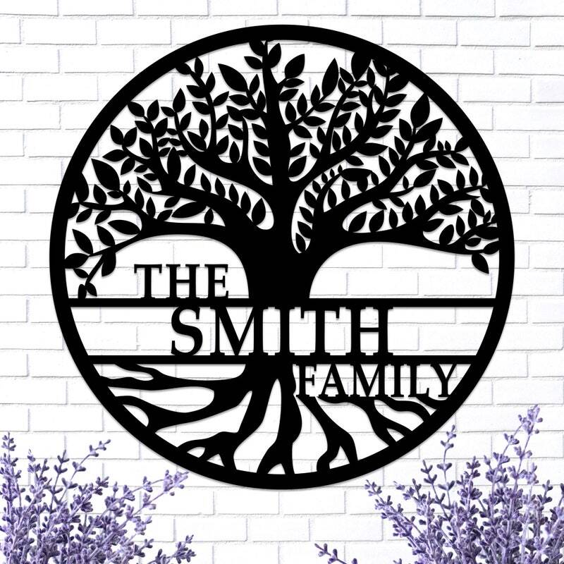 Roots & Love - Custom Family Tree Metal Sign for Housewarming
