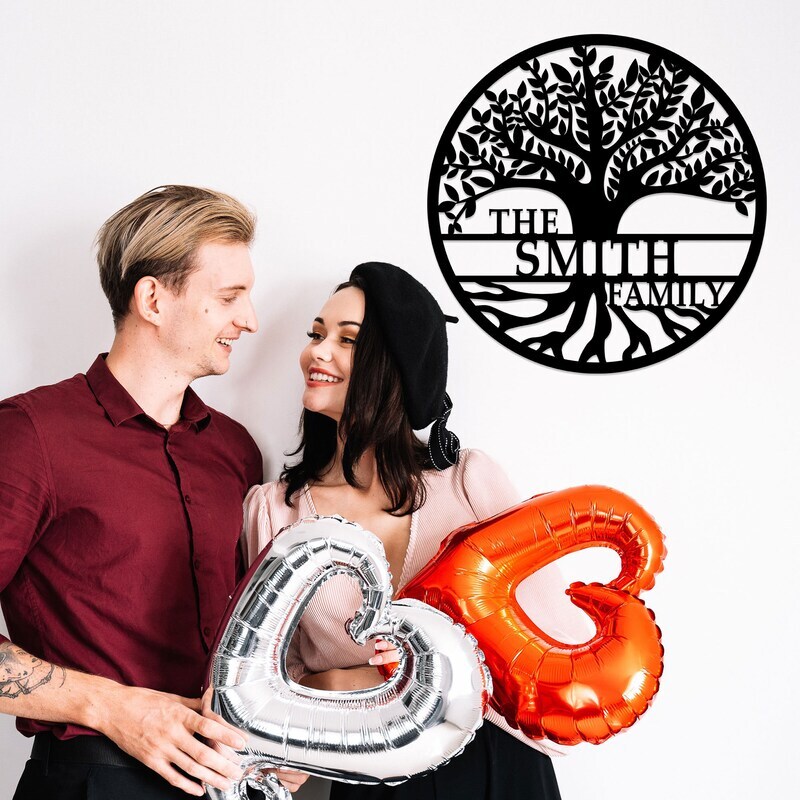 Roots & Love - Custom Family Tree Metal Sign for Housewarming