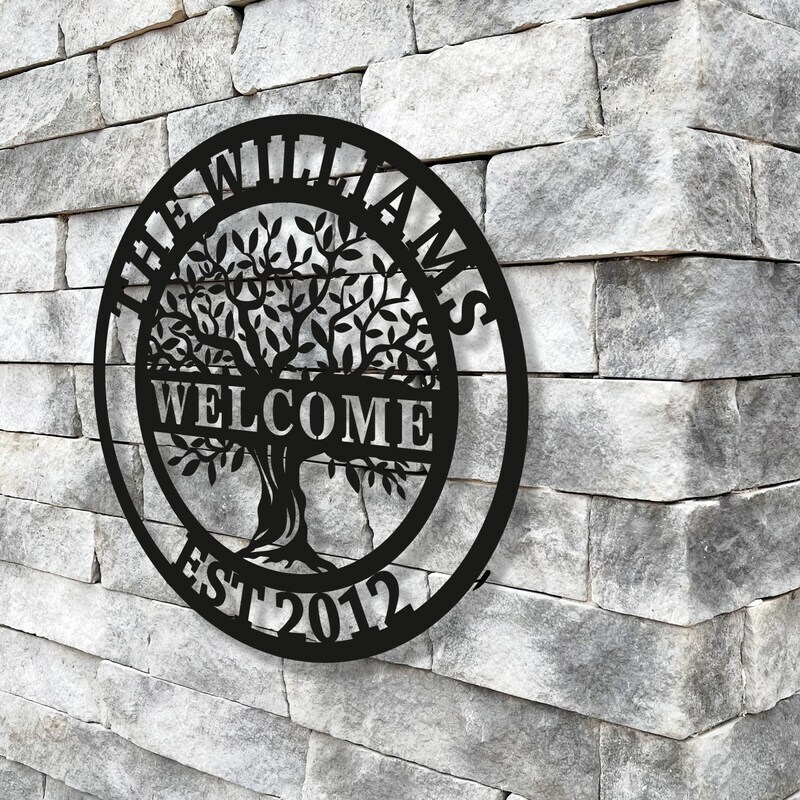 Our Family Story - Personalized Tree of Life Welcome Metal Sign - Personalize Wall Art