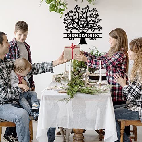 Custom Family Tree Metal Sign - Kids' Names Wall Art Gift for Mom