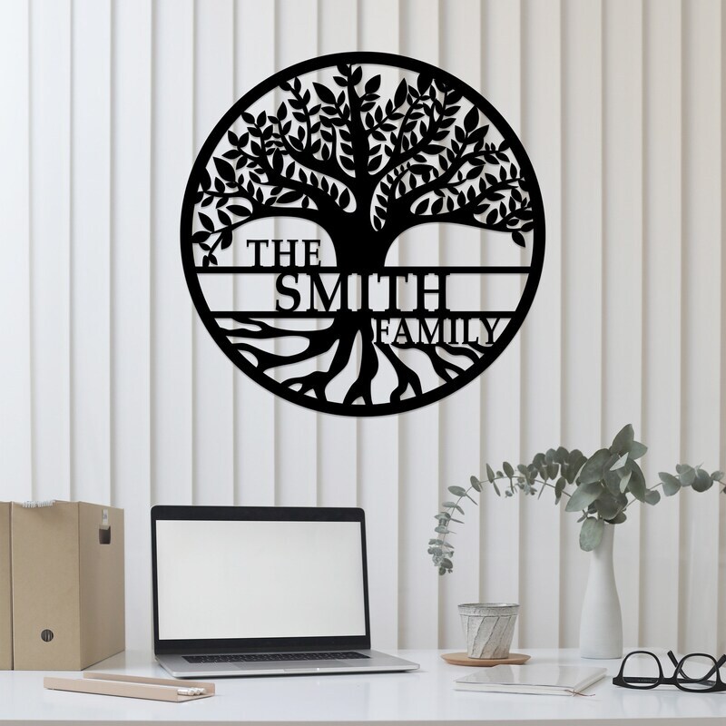 Roots & Love - Custom Family Tree Metal Sign for Housewarming