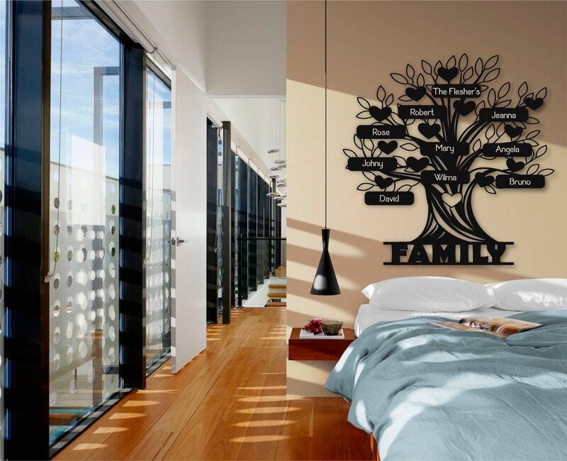 Cherished Family Tree Metal Sign - Personalized Wall Decor