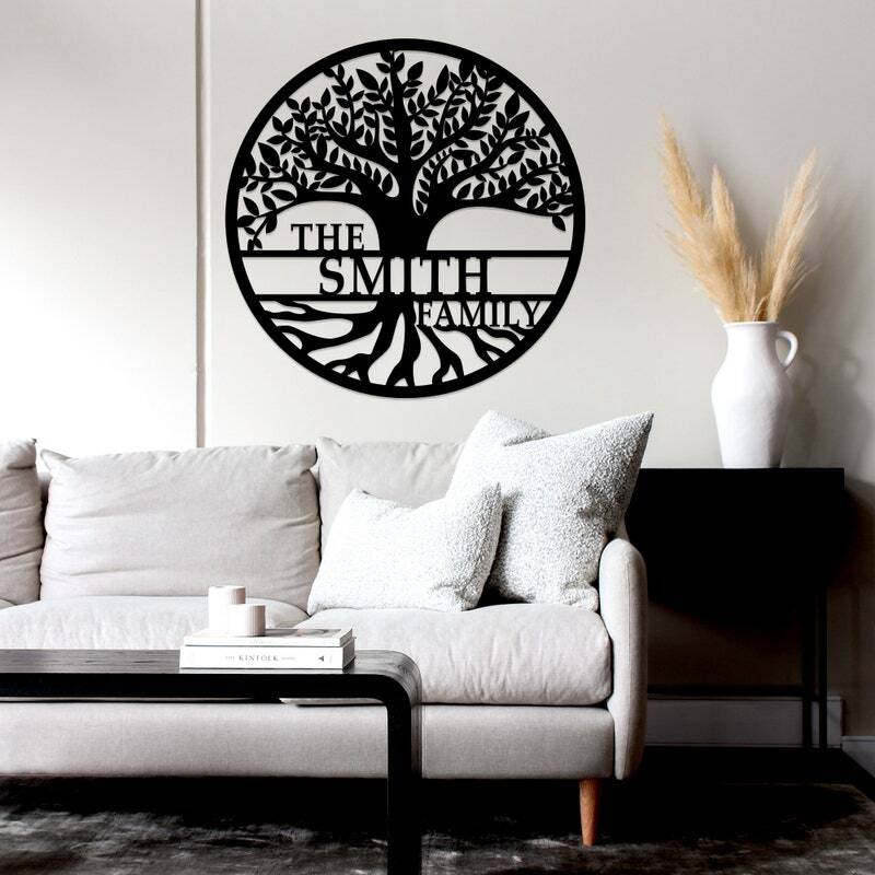 Roots & Love - Custom Family Tree Metal Sign for Housewarming