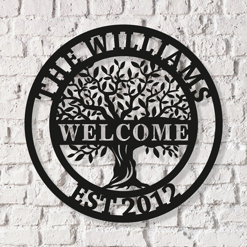 Our Family Story - Personalized Tree of Life Welcome Metal Sign