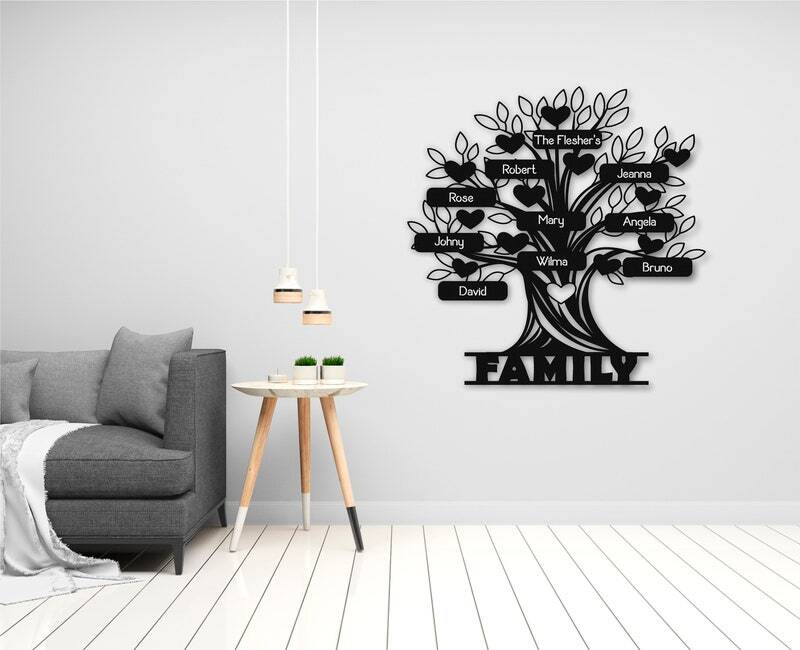Cherished Family Tree Metal Sign - Personalized Wall Decor