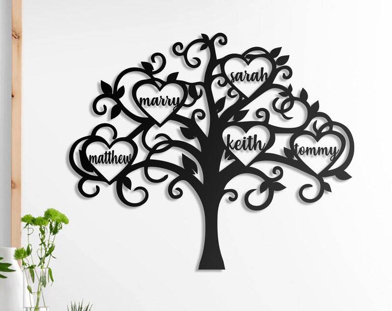 Engrave Your Roots - Personalized Metal Family Tree Sign - Personalize Wall Art