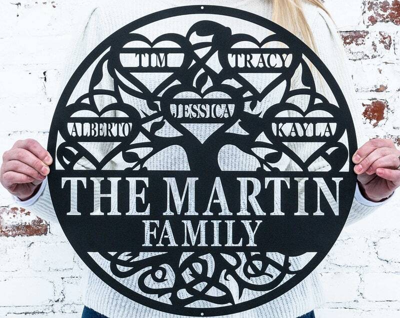 Heritage Metal Sign - Custom Family Tree Art for Your Home - Personalize Wall Art