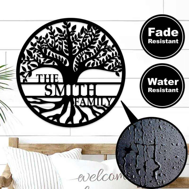 Roots & Love - Custom Family Tree Metal Sign for Housewarming