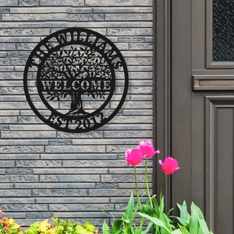 Our Family Story - Personalized Tree of Life Welcome Metal Sign