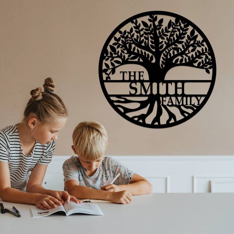 Roots & Love - Custom Family Tree Metal Sign for Housewarming